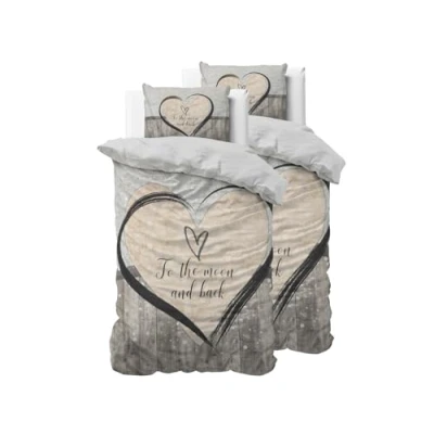 Abbildung von Sleeptime Bettwäsche 4teilig 135cm x 200cm braun Love weich &amp; bügelfrei Bettbezüge mit Reißverschluss Set 2 Kissenbezüge 80cm