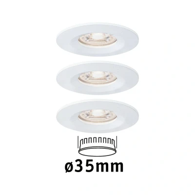 Abbildung von Paulmann 94299 Nova Mini LED Einbauleuchte Coin 3er Set rund starr 3x4W Deckeneinbaustrahler Weiߟ matt Einbaulampe Aluminium Warmweiß 2700K, 12 W