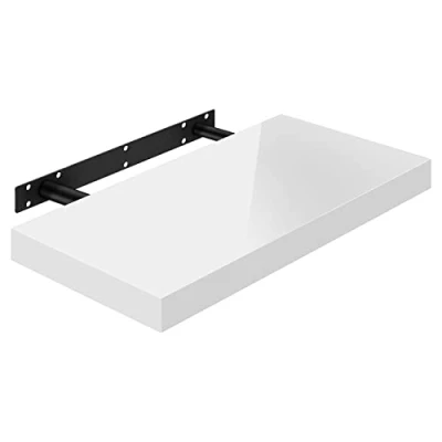 Abbildung von WOLTU Wandregal Volato Wandboard freischwebend hochglänzend weiß Schweberegal CD DVD Regal Bücherregal Holz Board 50x22,9x3,8cm RG9477ws