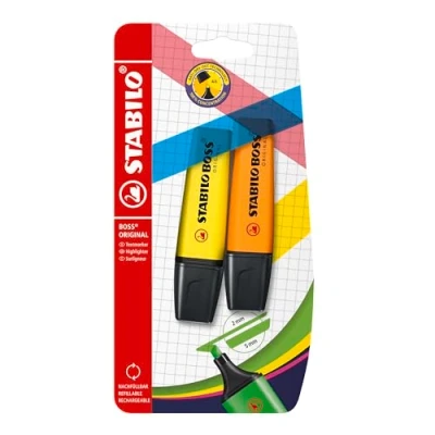 Abbildung von Textmarker STABILO BOSS ORIGINAL 2er Pack gelb, orange