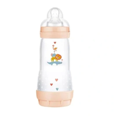 Abbildung von MAM Anti Kolik Flasche, ab 4 Monaten, 320 ml, mit Sauger 3 schnellen Durchfluss aus Silikon, leicht anzunehmen, selbststerilisierend und zu reinigen, Easy Start Colic, Mattrosa, 1