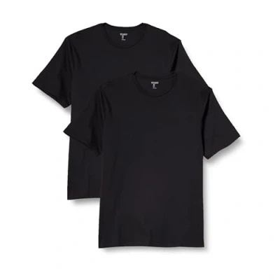 Abbildung von Amazon Essentials Herren Kurzärmeliges T Shirt mit Rundhalsausschnitt aus Baumwolle Regular Fit, 2er Pack, Schwarz, XS