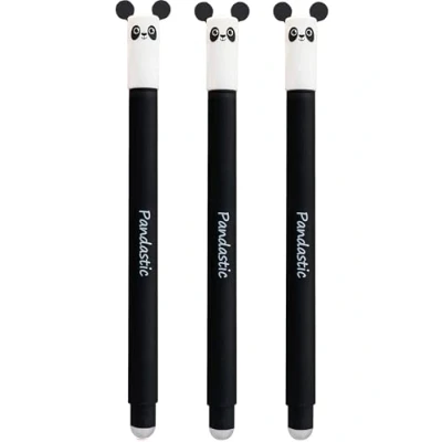 Abbildung von Eberhard Faber 599017 Tinteroller radierbar Panda, 3 Animal Erase it Stifte, Gelschreiber blau 0,7 mm