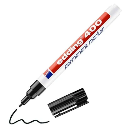 Abbildung von edding 400 Permanentmarker schwarz 1 Stift feine Rundspitze mm wasserfest, schnell trocknend wischfest für Karton, Kunststoff, Holz, Metall, Glas