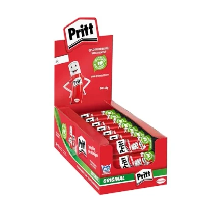 Abbildung von Pritt Klebestift, sicherer und kinderfreundlicher Kleber für Kunst Bastelarbeiten, starker Klebstoff Schule &amp; Bürobedarf, 24x43g Stift