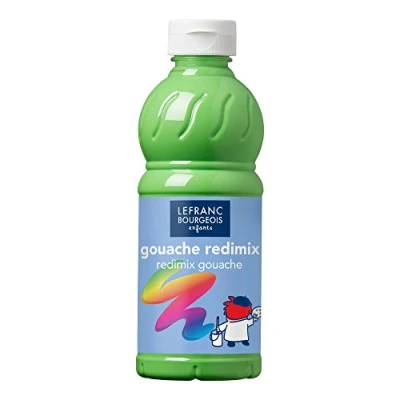 Abbildung von Lefranc Bourgeois 188013 flüssige Tempera Redimix Farbe, leuchtende Gouachefarbe auf Wasserbasis, hohe Deckkraft, hervorragenden Maleigenschaften, gebrauchsfertig, 500ml Flasche Hellgrün