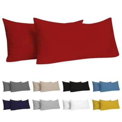 Abbildung von Dreamzie Kissenbezug 40x70 (Set mit 2) 100% Jersey Baumwolle 150 g/qm Kissenbezüge Rot Für Kissen cm Kissenhülle Resistent und Hypoallergen