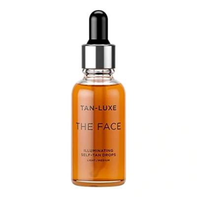 Abbildung von TAN LUXE THE FACE Selbstbräuner Tropfen, mittel, Bräunungstropfen zur Hautpflege für individuelle Gesichtsbräunung, tierversuchsfrei und vegan, 10 ml