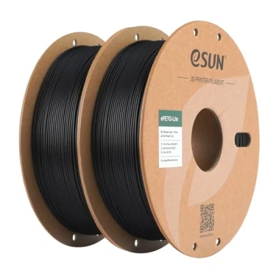 Abbildung von eSUN PETG Basic Filament 1.75mm, Hohe Zähigkeit, 1KG (2.2 LBS) pro Spule, 2 Rollen Druckmaterial für 3D Drucker, Schwarz 2KG