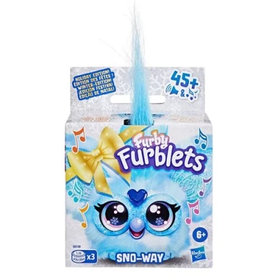 Abbildung von Furby Furblets SNO Way Holiday Edition Mini Friend, 45+ Sounds &amp; Music, Speaks Only Furbish, Elektronische Plüschtiere ab 6 Jahren, Blau Weiß