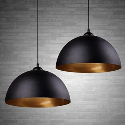 Abbildung von FRIDEKO HOME Modern Industrielle Pendelleuchte 2 x Vintage Hängeleuchte Ø30cm Breite Lampe Kronleuchter aus Eisen Hängelampe E27 Lampenfassung Deckenleuchte für Küche Keller Wohnzimmer Schwarz Gold