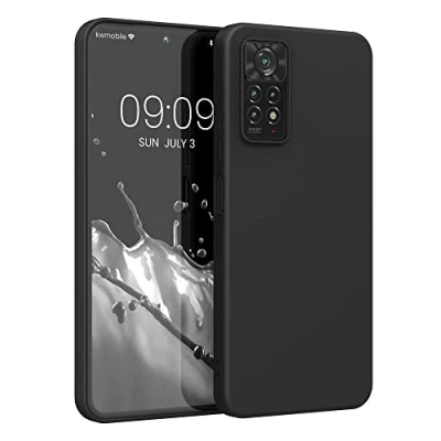 Abbildung von kwmobile Hülle kompatibel mit Xiaomi Redmi Note 11 Pro / (5G) 12 (4G) weiches TPU Silikon Case Cover geeignet für kabelloses Laden Schwarz matt