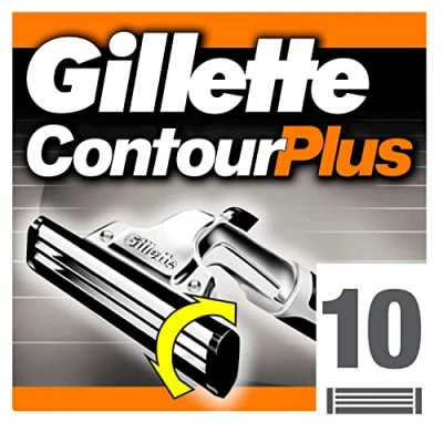 Abbildung von Gillette ContourPlus Rasierklingen für Rasierer Herren, 10 Ersatzklingen Nassrasierer mit schwenkbarer Doppelklinge