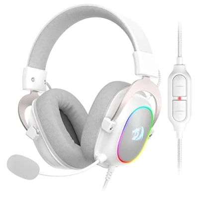Abbildung von Redragon H510 Zeus Gaming Headset mit Kabel 7.1 Surround Sound Bezug aus atmungsaktivem Stoff 53MM Treiber Abnehmbares Mikrofon Immersionskopfhörer für PC/PS4/Xbox One/NS (Rosa RGB)