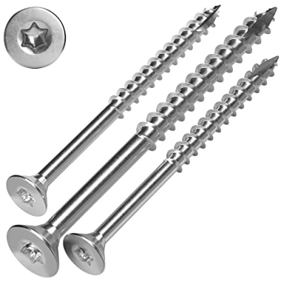 Abbildung von SCREW REBEL Spanplattenschraube Edelstahl A2, 5 x 80 mm 100 Stück, TX25, Teilgewinde, Cut Spitze, Holzschraube mit Senkkopf