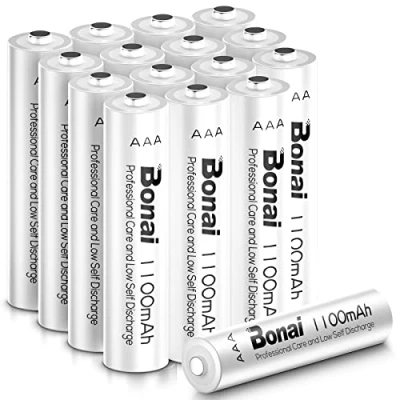 Abbildung von BONAI Akku AAA 1100mAh 16 Stück Wiederaufladbare Batterien hohe Kapazität 1,2V Micro Accu NI MH Aufladbare Akkubatterien HR03 Rechargeable Battery geringe Selbstentladung