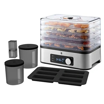 Abbildung von WMF Küchenminis Dörrautomat Edelstahl, Dörrgerät mit 5 Einlegefächer, 30 70C, 24h Timer, Obsttrockner, Dehydrator, 2 Boxen, Müsliriegelform, bpa frei