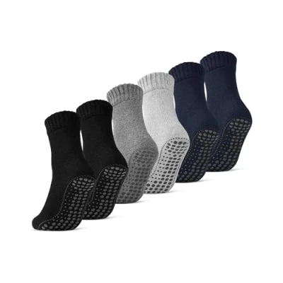 Abbildung von 2 4 6 Paar ABS Socken Herren Damen Anti Rutsch mit Wolle 21463 (Farbmix 47 50)