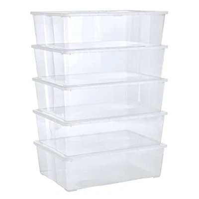 Abbildung von Grizzly Aufbewahrungsboxen 5 x 25 L large mit Deckel transparent Klarsichtboxen stapelbar Belüftung