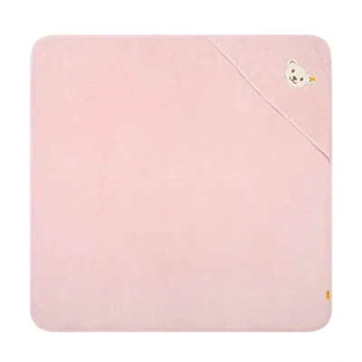 Abbildung von Steiff Badetuch mit Kapuze rosa Silver Pink, flauschig weicher Frottee trocknet und verwöhnt zarte Haut, strapazierfähige Einfassungen, für extra Wärme