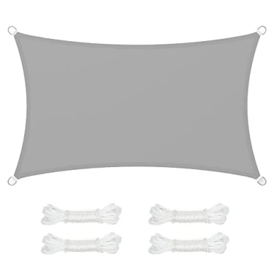 Abbildung von SONGMICS Sonnensegel 3 x 5 m, Wasserfest (Mind. 1000 Mm), Uv Schutz, Sonnenschutz Aus Rei Ÿfestem Polyester, H Lt 93% Sonnenstrahlen Ab, Wetterfest, Garten, Balkon, Terrasse, Camping, Hellgrau GSH35QY