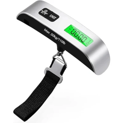 Abbildung von Blendura Kofferwaage Digital mit Haken, Gepäckwaage Travel Temperatursensor, Hängewaage Funktion Praktisch für Reisen Freien bis 50KG Grau
