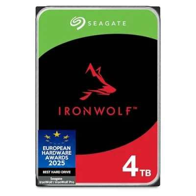Abbildung von Seagate IronWolf 4TB interne Festplatte, NAS HDD, 3.5 Zoll, 5400 U/Min, CMR, 64 MB Cache, SATA 6GB/s, silber, inkl. 3 Jahre Rescue Service, FFP, Modellnr.: ST4000VNZ06