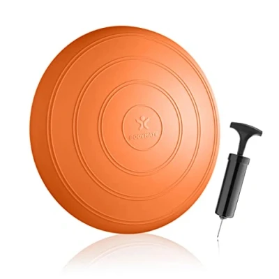 Abbildung von BODYMATE Ballsitzkissen Comfort inkl. Pumpe ORANGE 33cm Durchmesser Balance Kissen, Sitzballkissen, Luftkissen, Pad Core , Fitness Reha Koordinations und Rückentraining