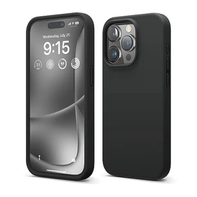 Abbildung von elago Liquid Silikon Hülle kompatibel mit iPhone 15 Pro Premium Handyhülle Rundumschutz [4 Schichten Anti Shock Struktur], Weiches Mikrofaserfutter