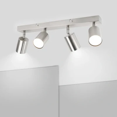 Abbildung von Ketom Deckenstrahler 4 Flammig GU10 LED Mattes Nickel Modern Deckenlampe Strahler Deckenleuchte Schwenkbar Ohne Leuchtmittel