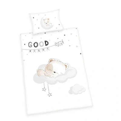 Abbildung von Herding Kleinkinder Bettwäsche Set, Sleeping Little Bear Wendemotiv, Bettbezug 100x135cm, Kopfkissenbezug 40x60cm, Baumwolle/Renforcé