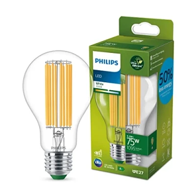 Abbildung von PHILIPS LED Classic ultraeffiziente E27 Lampe (75 W), mit neutralweißem Licht, energiesparende langer Nutzlebensdauer, Energieeffizienzklasse A, Warmweiß