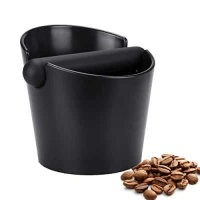 Abbildung von Abklopfbehälter für Siebträger, Espresso Knock Box Kaffeesatz mit Abnehmbarer Geräuschabsorbierender Schlagstange Gummi, Abschlagbehälter dein Kaffee Zubehör