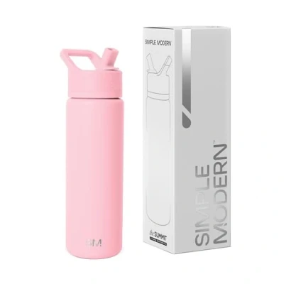 Abbildung von Simple Modern Trinkflasche mit Strohhalm Wasserflasche Edelstahl Isolierte für den Sport Fitnessstudio Summit 650ml Blush