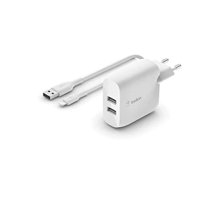 Abbildung von Belkin Boost Charge Dual USB Schnellladegerät 24W + Lightning Kabel Weiß