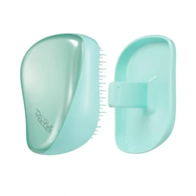 Abbildung von Tangle Teezer The Compact Styler Entwirrende Haarbürste, reisefreundlich, mit Schutzhülle und zweistufigem Zahndesign, perfekt für nasses, trockenes fliegendes Haar, blaugrünes mattes Chrom