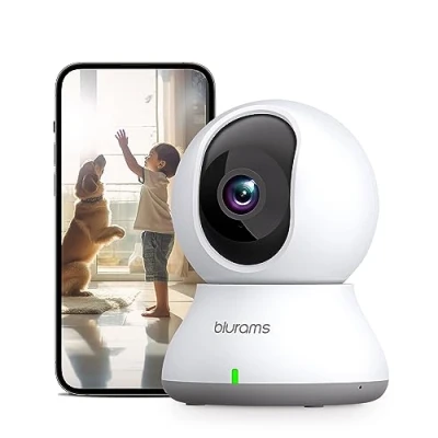 Abbildung von blurams 2K Überwachungskamera Innen, 360 WLAN Kamera,Bewegungsverfolgung Nachtsicht Haustier Kamera mit Zwei Wege Audio,kompatibel Alexa und Google(2,4 GHz/5GHz Wi Fi)