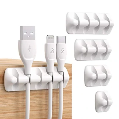 Abbildung von SYNCWIRE Kabel Clips, Organizer, Management, selbstklebendes USB Kabelhalter System zum Organisieren von Kabeln, ideal für Zuhause, Büro, Auto, Nachttisch, Schreibtischzubehör, 5 Stück