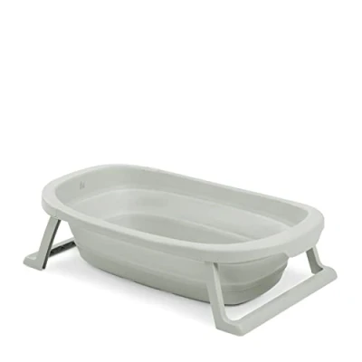 Abbildung von hauck Faltbare Babybadewanne Wash N Fold M für Babys und Kleinkinder bis 16 kg, Ablaufstöpsel mit Farbwechsel bei Hoher Temperatur, Weiche Materialien, 80 x 48 25 cm (Sage)