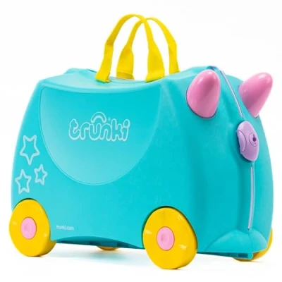 Abbildung von Trunki Handgepäck Und Kinderkoffer zum Draufsitzen Kinder Risen Geschenk für Mädchen Jungen Trolley Una Unicorn (Blaugrün)