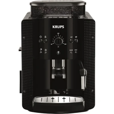 Abbildung von Krups Arabica Picto Kaffeevollautomat, Milchschaumdüse, 2 Tassen Funktion, Drehregler, Einfache Reinigung, Kaffeemaschine, Schwarz, EA810870