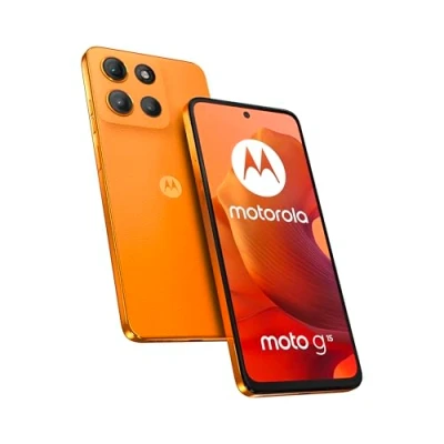 Abbildung von Motorola Moto g15 Smartphone (6,72&quot; FHD+ Display, 50 MP Kamera, 4 GB / 128 GB, 5200 mAh, Android 15) Sunrise Orange, inkl. Schutzcover [Exklusiv bei Amazon]