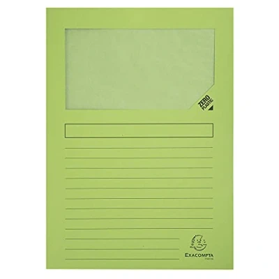 Abbildung von Exacompta 50253E 25er Pack Fenstermappen Super PEFC zertifiziert Karton 160g/m² praktisch und robust für DIN A4 hellgrün Dokumentenmappe Einschlagmappe