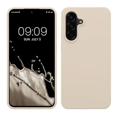 Abbildung von kwmobile Hülle kompatibel mit Samsung Galaxy A56 5G Silikon Handy Case Handyhülle weiche Oberfläche kabelloses Laden Creme matt
