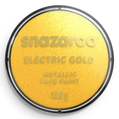 Abbildung von Snazaroo 1118777 Kinderschminke, hautfreundliche hypoallergene Gesichtschminke auf Wasserbasis, wasservermalbar, parabenfrei, 18ml Topf Gold metallic