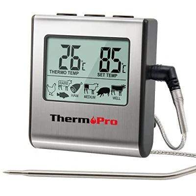 Abbildung von ThermoPro TP16 Digitales Bratenthermometer Ofenthermometer Fleischthermometer Grillthermometer Küchen Thermometer mit Timer für BBQ, Grill, Smoker