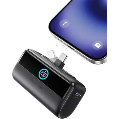 Abbildung von INIU Mini Powerbank mit Schnellladung, 5500mAh Power Bank 22.5W, Integrierter Faltbarer USB C Konnektor, LED External Battery Pack Powerbank, Kompatibel iPhone 16, Samsung S22/23 und mehr