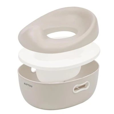 Abbildung von Nattou Babytopf 3in1, Töpfchen + Hocker Toilettensitz für Kinder, Einfaches Toilettentraining, ca. 34 cm, Ab 18 Monate bis 4 Jahre, Care, ABS/EVA, Beige