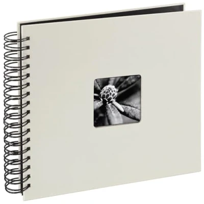 Abbildung von Hama Fotoalbum 28x24 cm (Spiral Album mit 50 schwarzen Seiten, Fotobuch Pergamin Trennblättern, zum Einkleben und Selbstgestalten) kreide