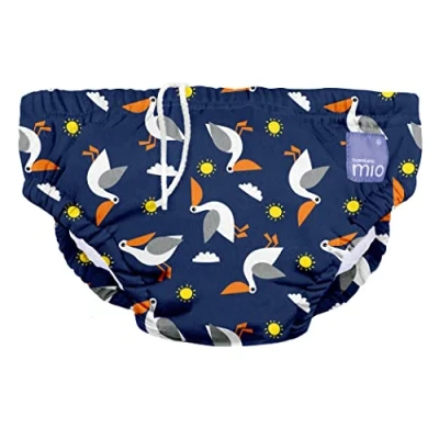 Abbildung von Bambino Mio, revolutionäre wiederverwendbare Schwimmwindel für Babys und Kleinkinder, Jungen Mädchen, Pelikan, M (6 12 Monate)
